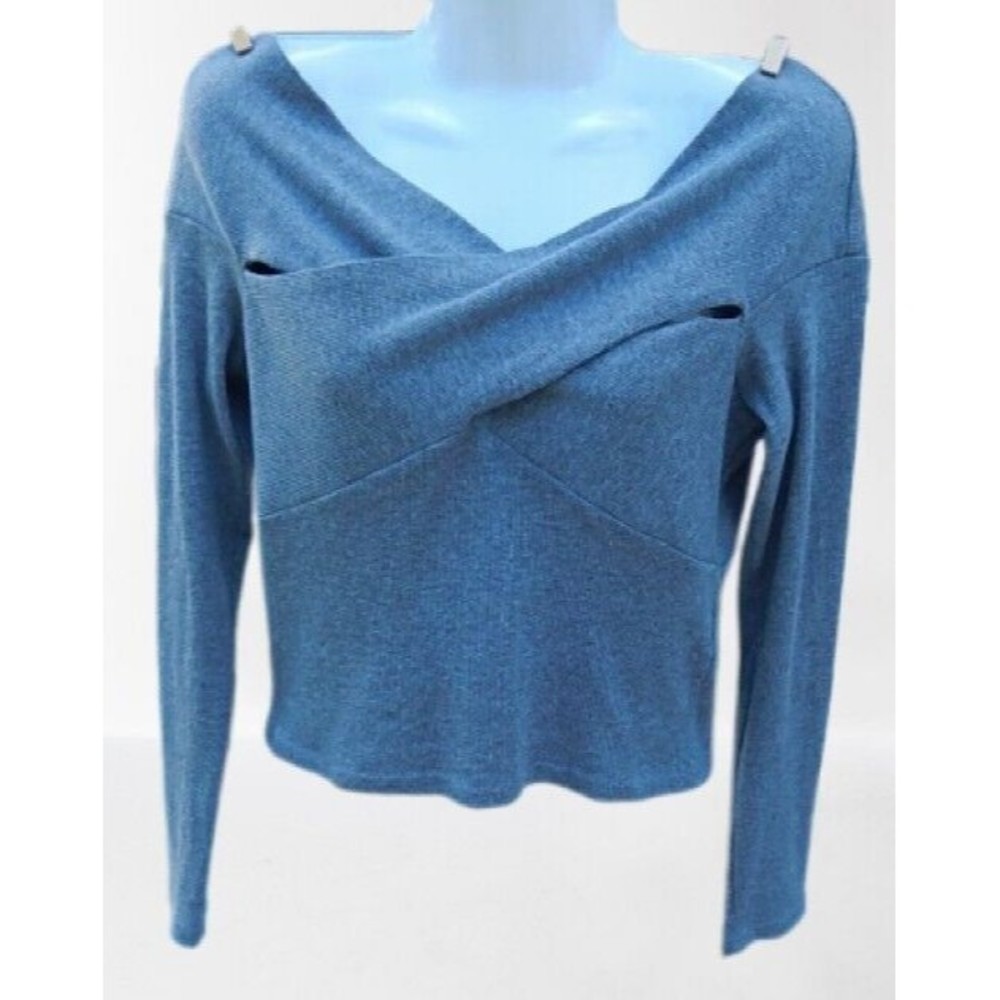 Miss Selfridge Women Off Shoulder Sweater Sz 8 Long Sleeve Pullover Wrap V-Neck